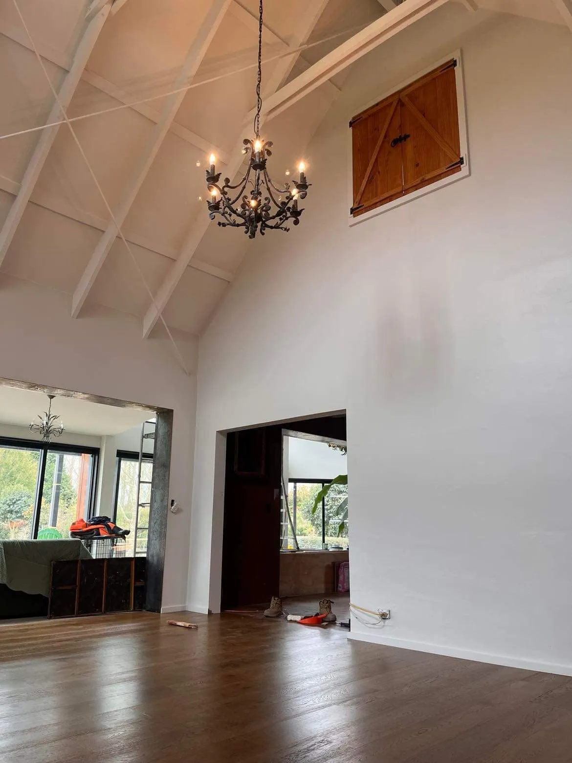 Raked ceiling living area